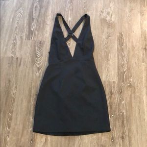NBD Black Low Cut V Mini Dress